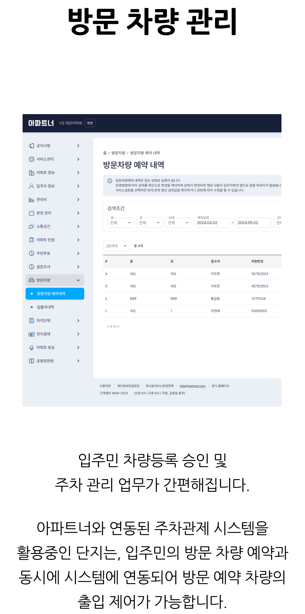 관리사무소 업무 지원, 방문차량 관리