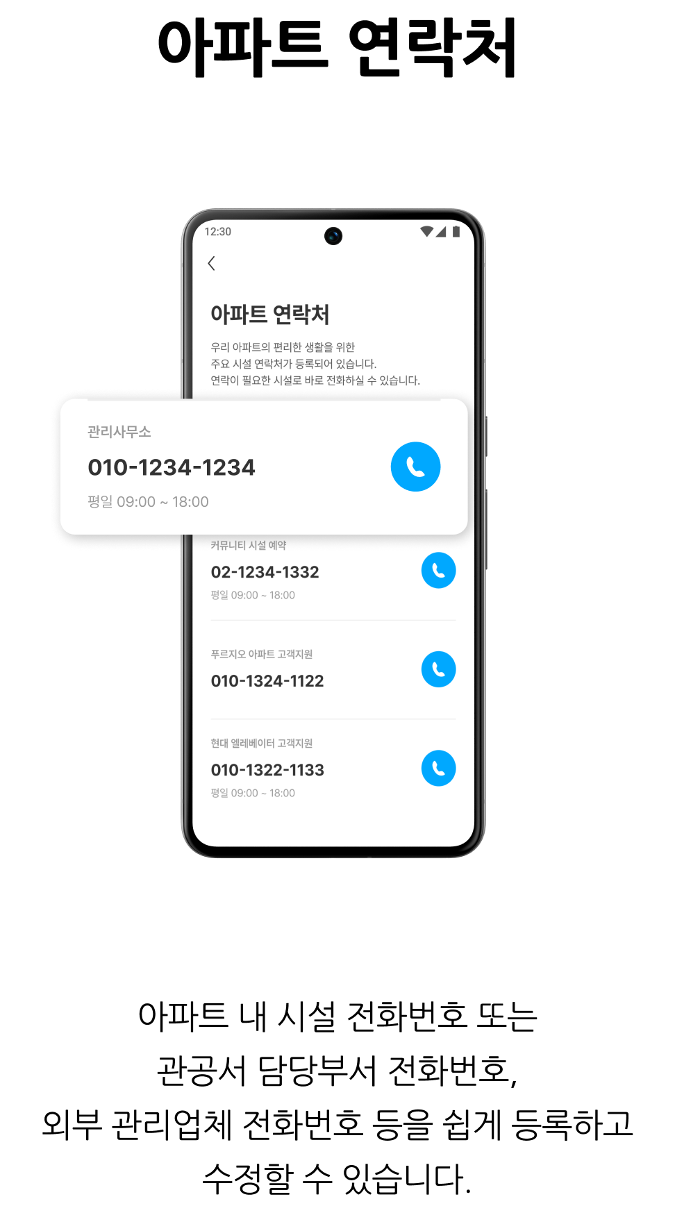 관리사무소 업무 지원, 아파트 연락처